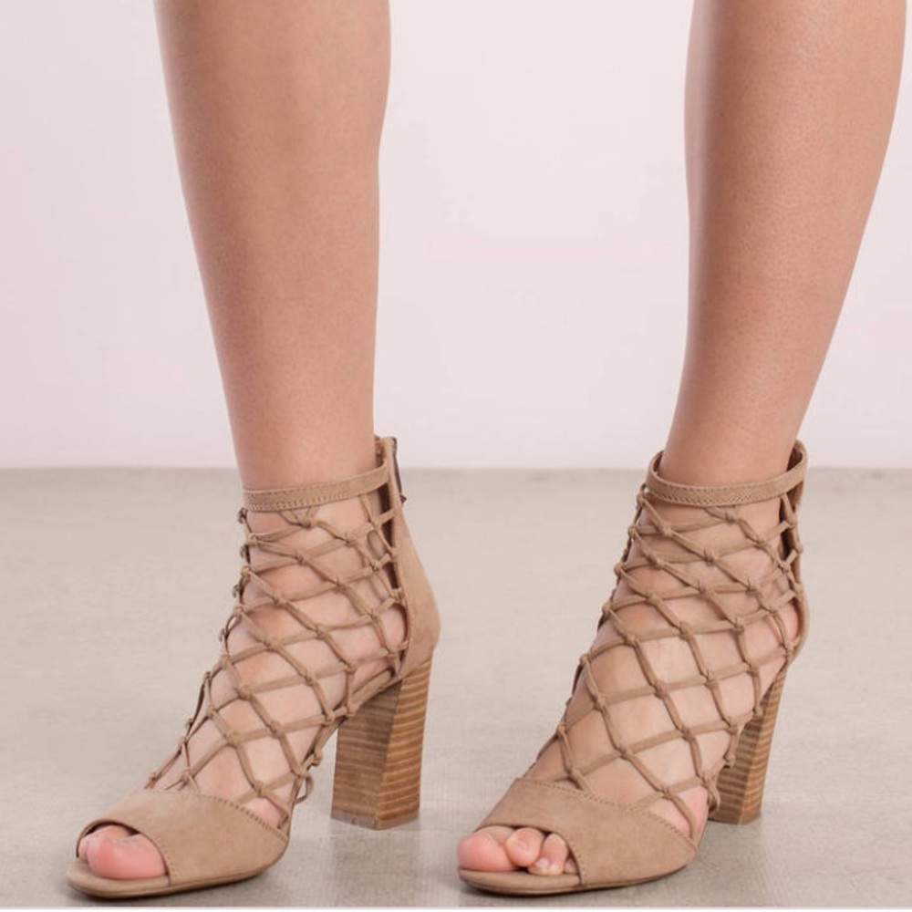 Caged Peep Toe Sandal Heel
